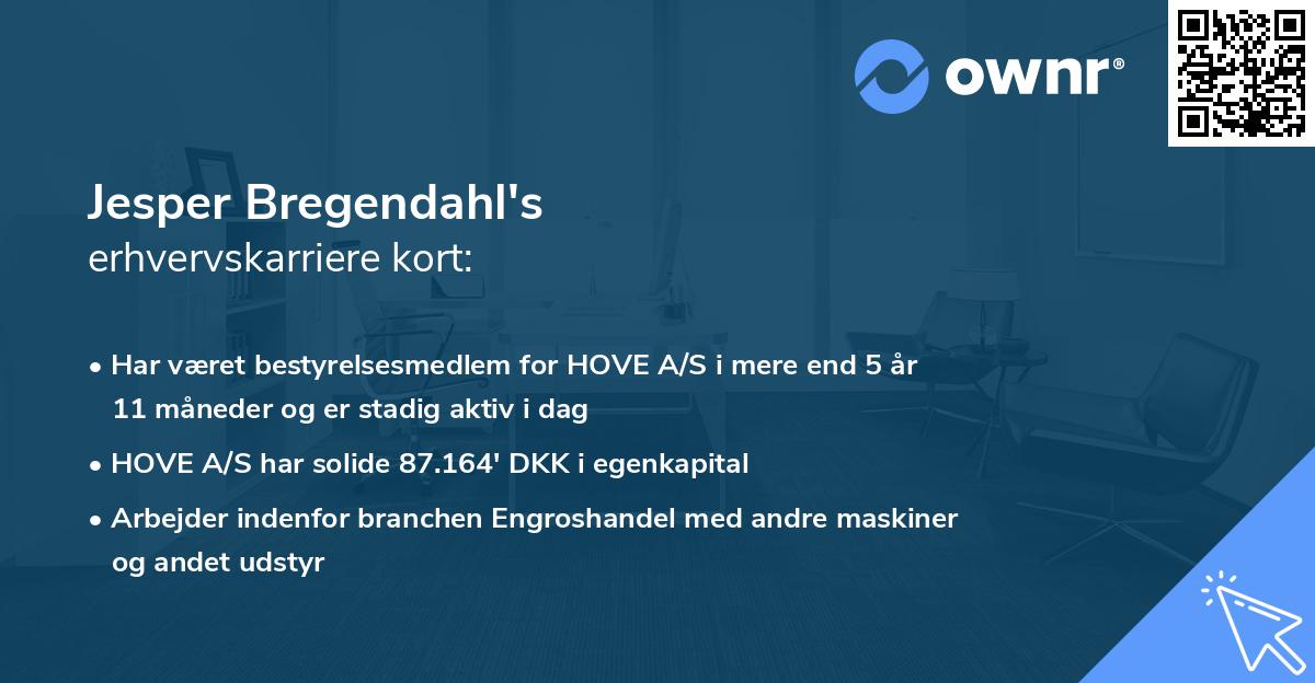 Jesper Bregendahl's erhvervskarriere kort