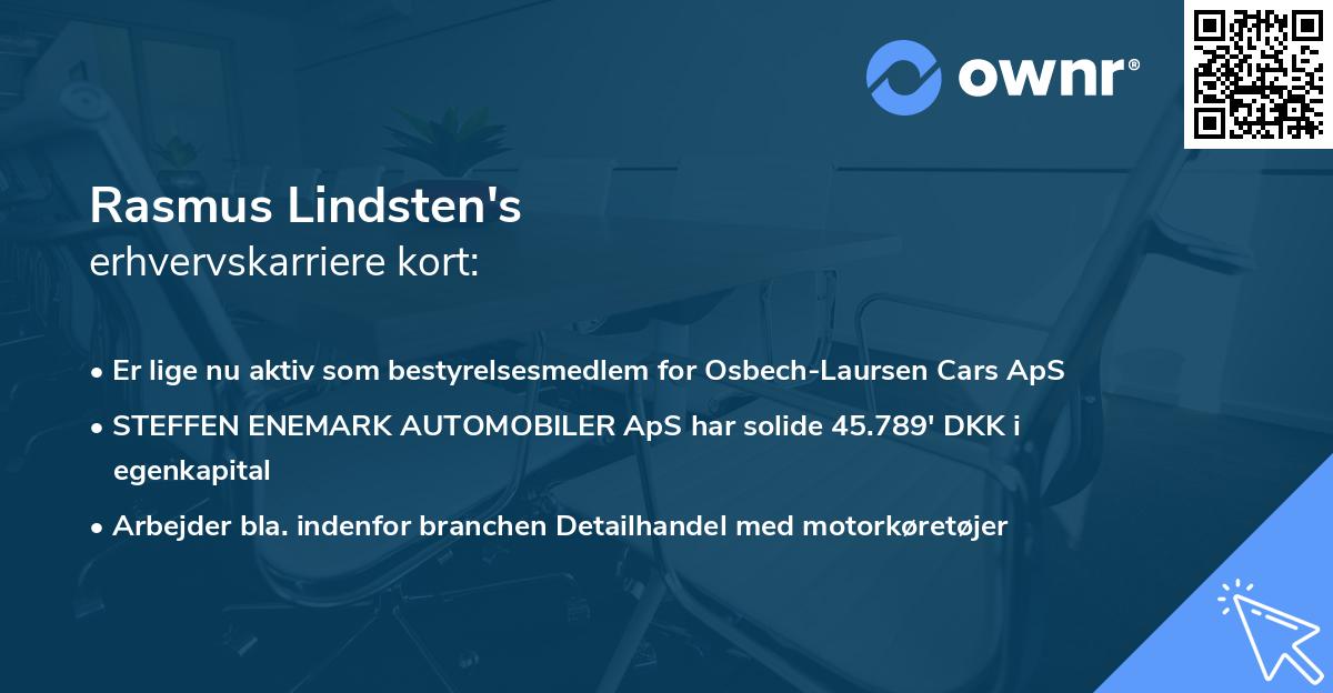 Rasmus Lindsten's erhvervskarriere kort