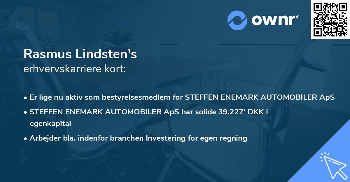 Rasmus Lindsten's erhvervskarriere kort