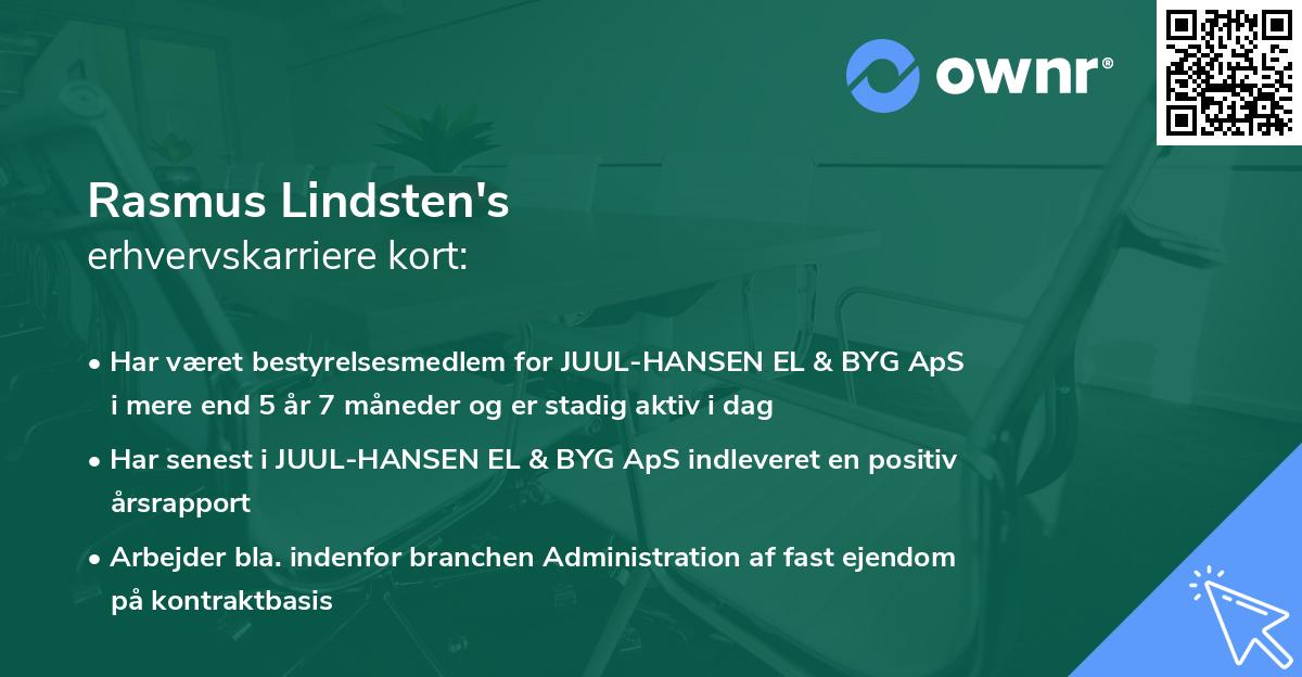 Rasmus Lindsten's erhvervskarriere kort