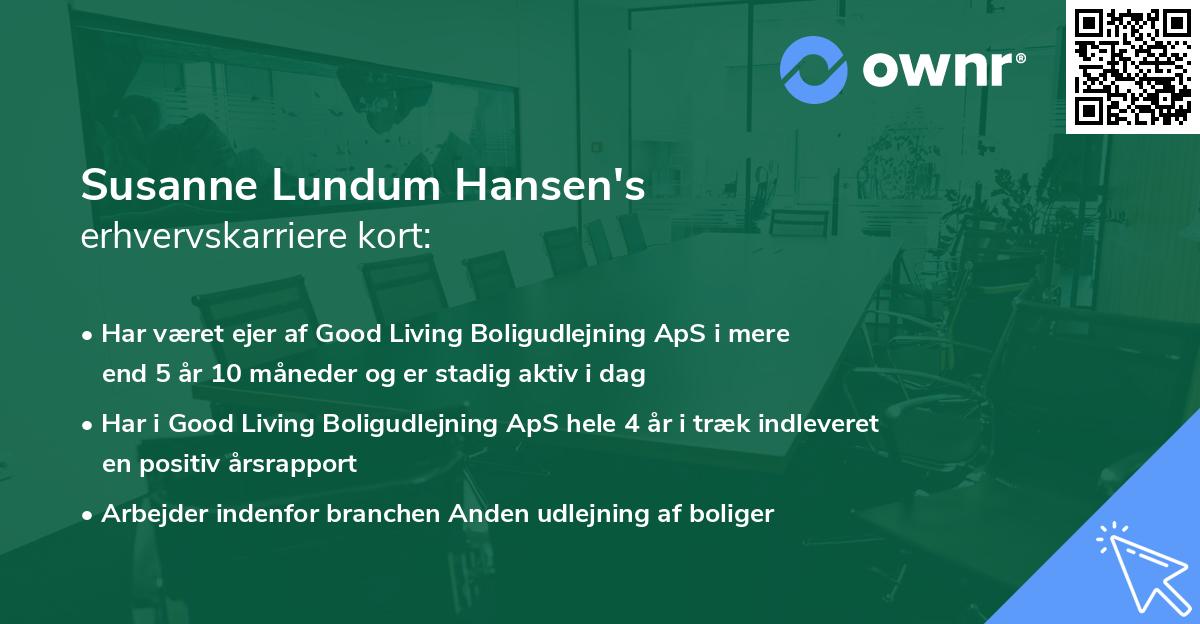 Susanne Lundum Hansen's erhvervskarriere kort