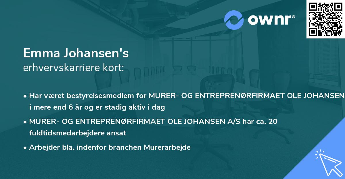 Emma Johansen's erhvervskarriere kort