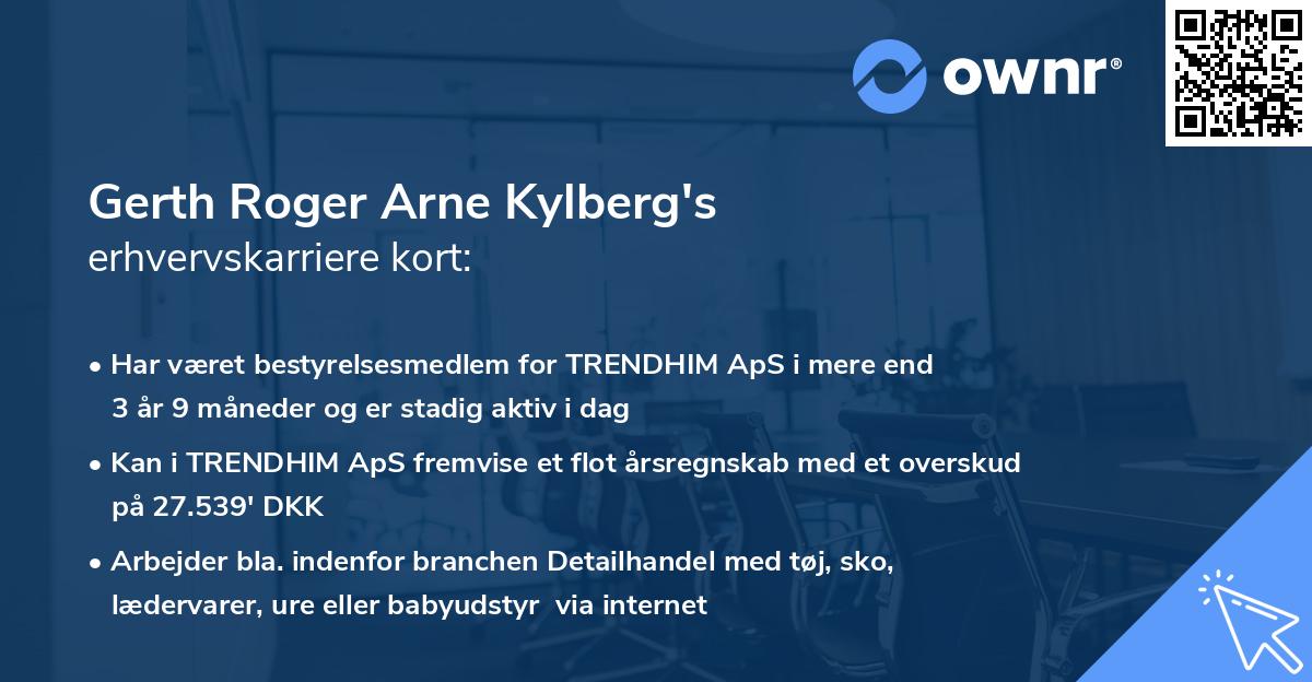 Gerth Roger Arne Kylberg's erhvervskarriere kort