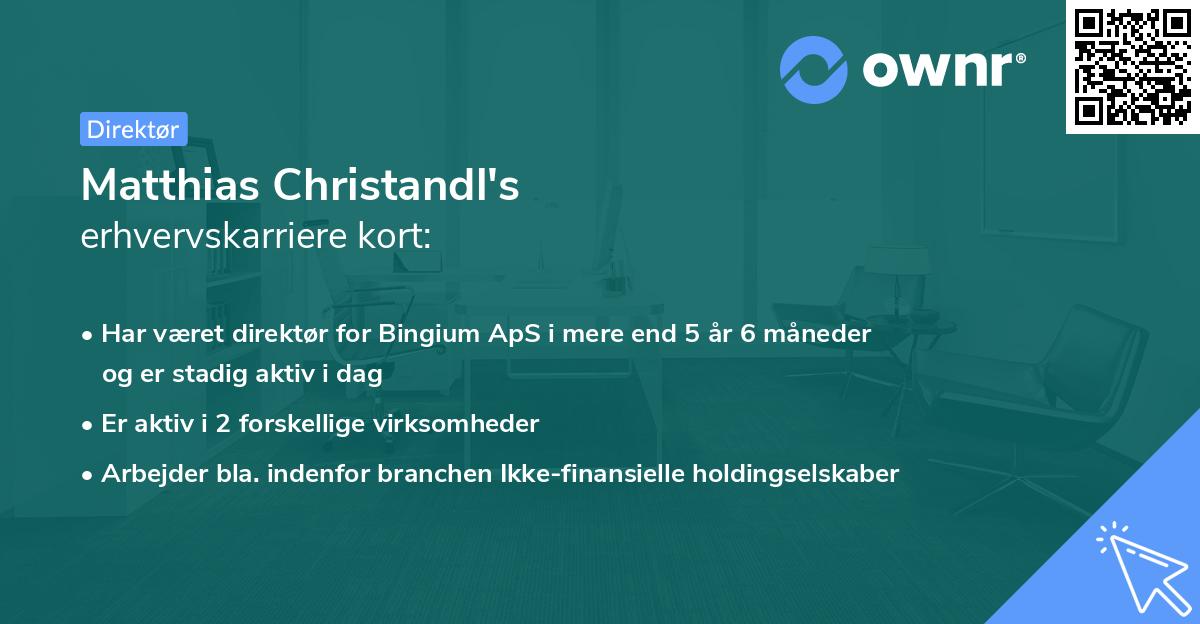 Matthias Christandl's erhvervskarriere kort