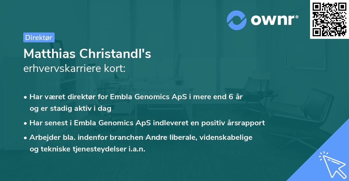 Matthias Christandl's erhvervskarriere kort