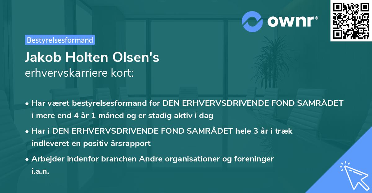 Jakob Holten Olsen's erhvervskarriere kort