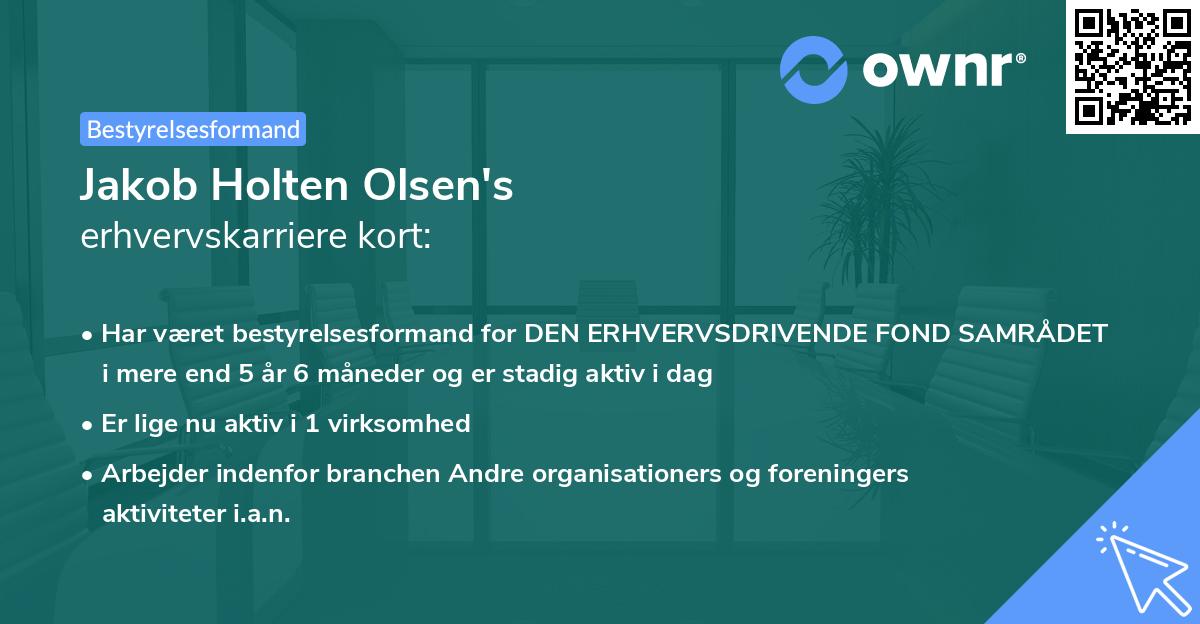 Jakob Holten Olsen's erhvervskarriere kort