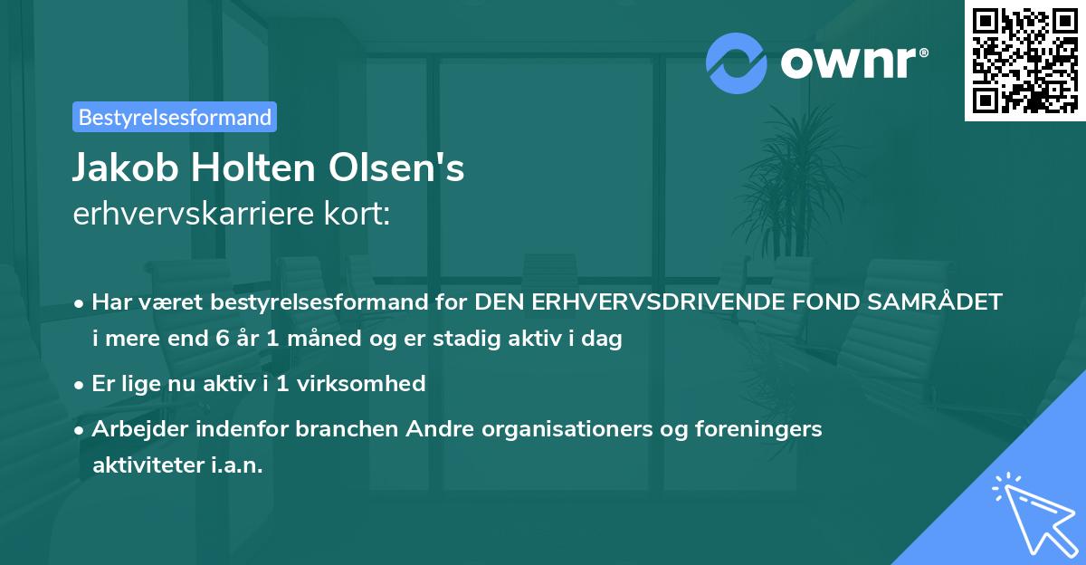 Jakob Holten Olsen's erhvervskarriere kort