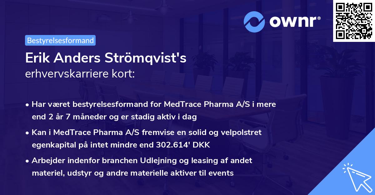 Erik Anders Strömqvist's erhvervskarriere kort