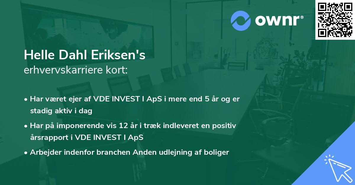 Helle Dahl Eriksen's erhvervskarriere kort