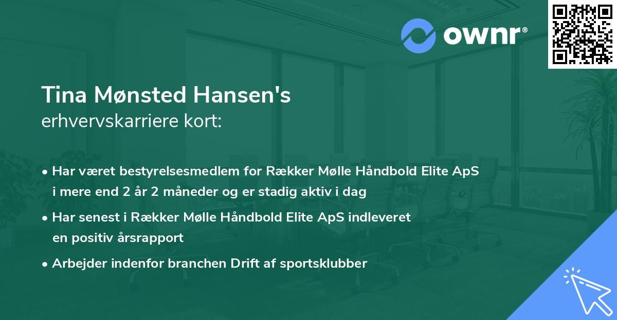 Tina Mønsted Hansen's erhvervskarriere kort