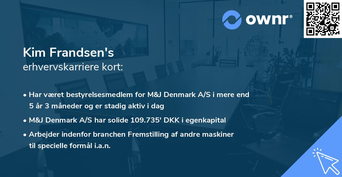 Kim Frandsen's erhvervskarriere kort