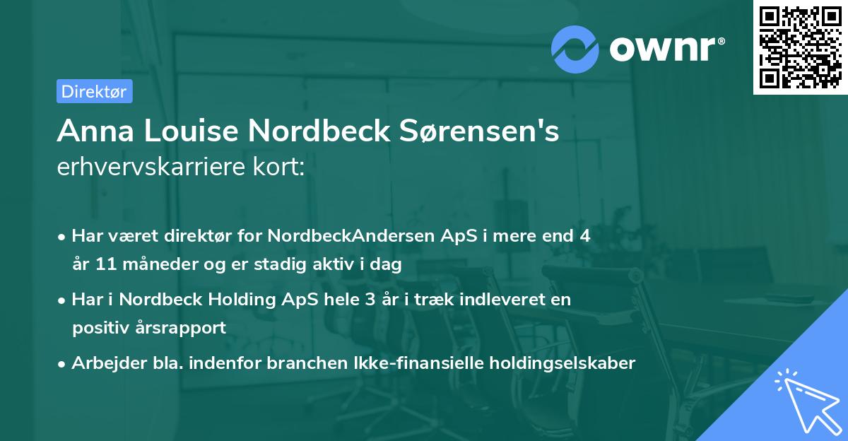 Anna Louise Nordbeck Sørensen's erhvervskarriere kort