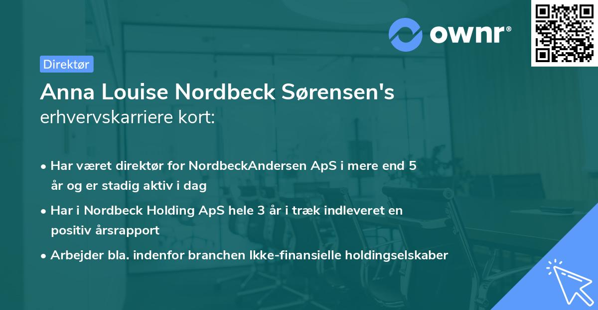 Anna Louise Nordbeck Sørensen's erhvervskarriere kort