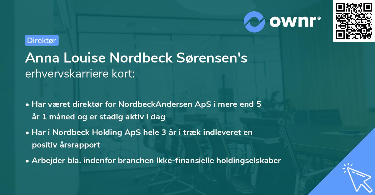 Anna Louise Nordbeck Sørensen's erhvervskarriere kort