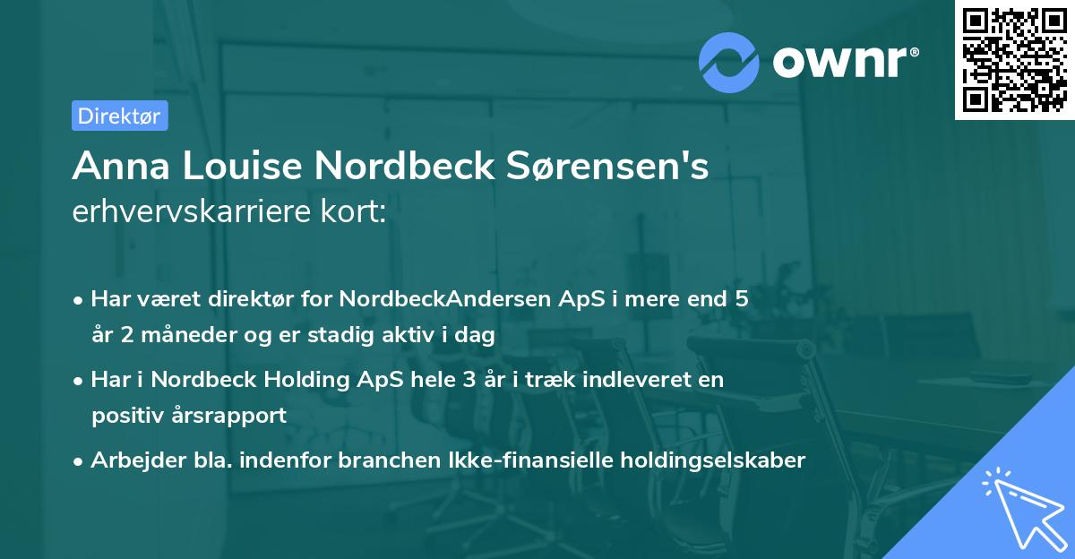 Anna Louise Nordbeck Sørensen's erhvervskarriere kort