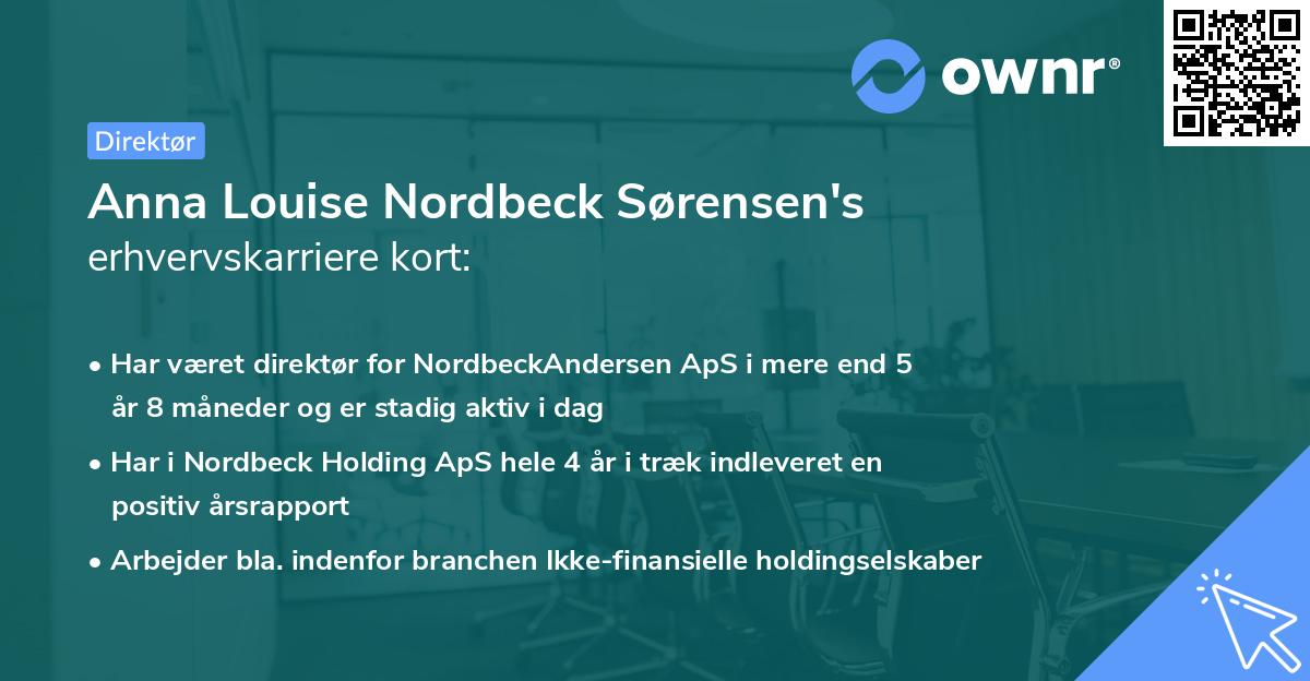 Anna Louise Nordbeck Sørensen's erhvervskarriere kort