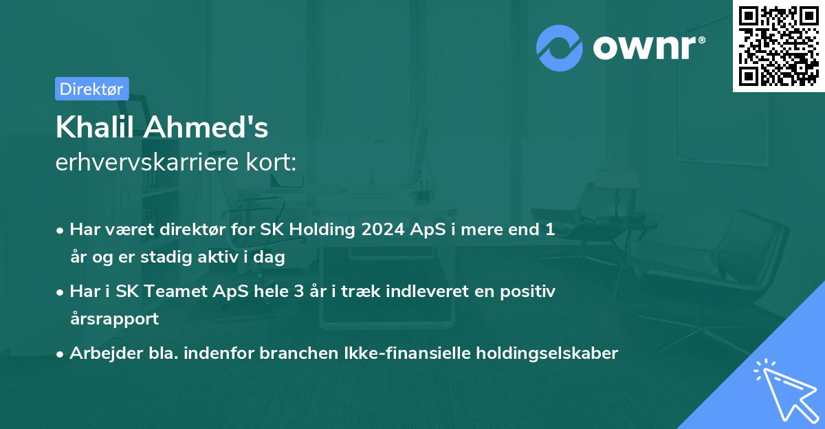 Khalil Ahmed's erhvervskarriere kort