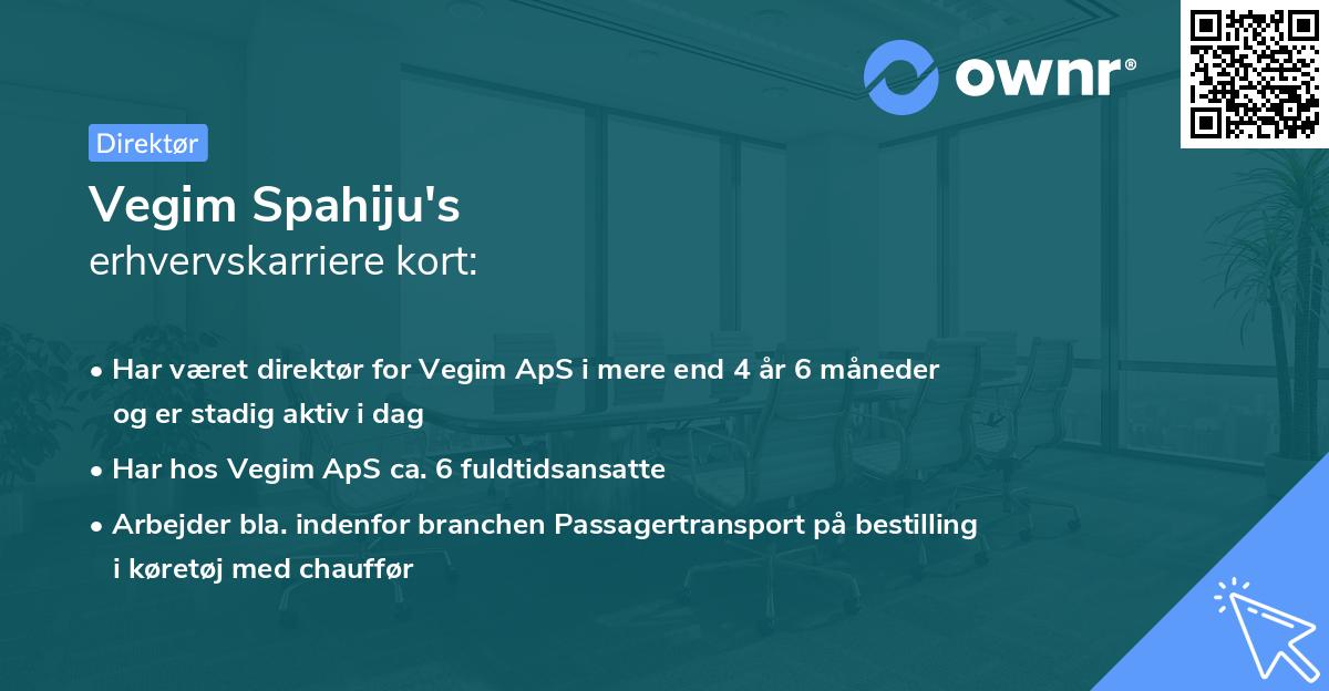 Vegim Spahiju's erhvervskarriere kort