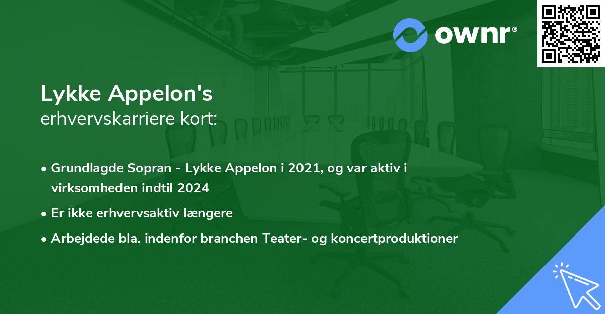 Lykke Appelon's erhvervskarriere kort