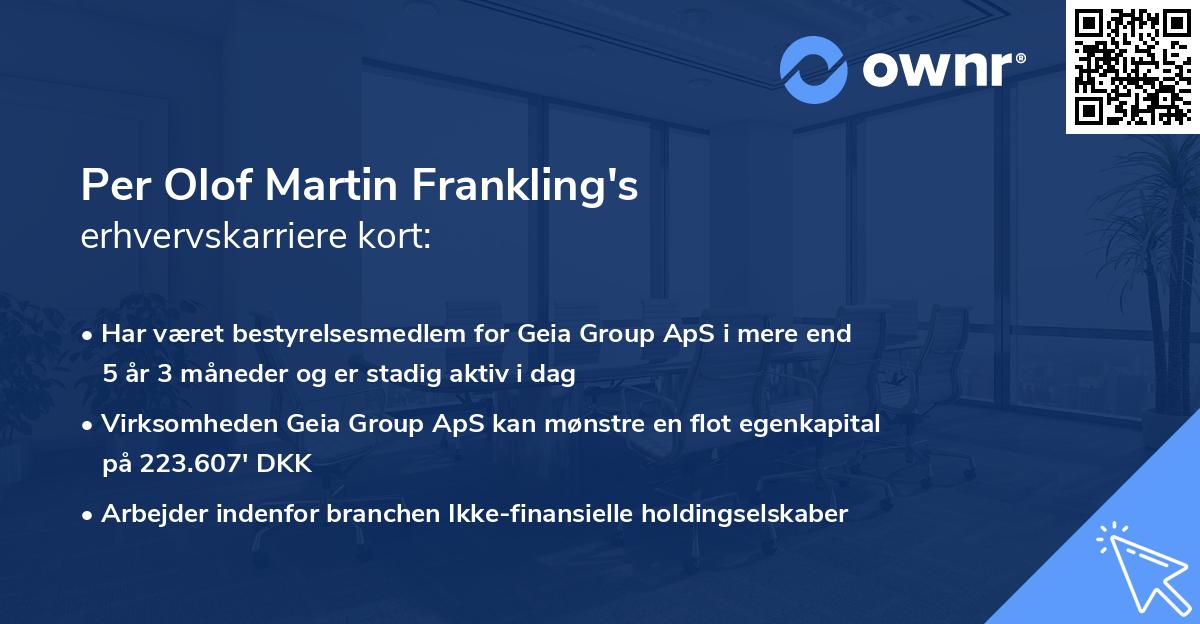Per Olof Martin Frankling's erhvervskarriere kort