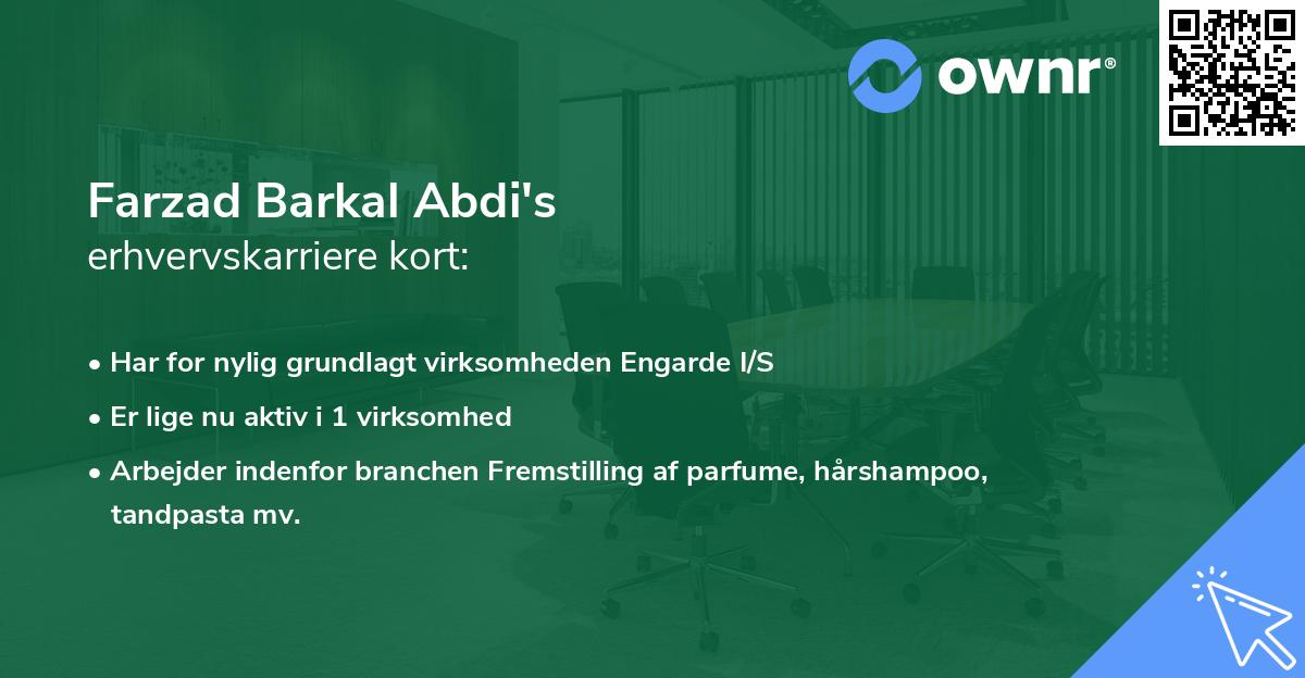 Farzad Barkal Abdi's erhvervskarriere kort