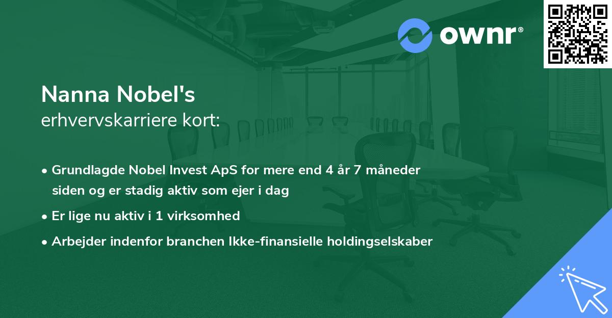Nanna Nobel's erhvervskarriere kort