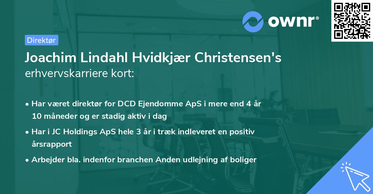 Joachim Lindahl Hvidkjær Christensen's erhvervskarriere kort