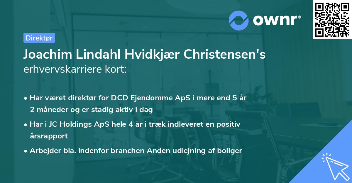 Joachim Lindahl Hvidkjær Christensen's erhvervskarriere kort