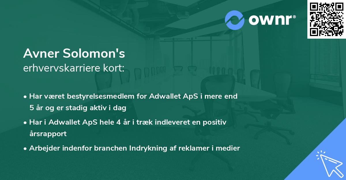 Avner Solomon's erhvervskarriere kort