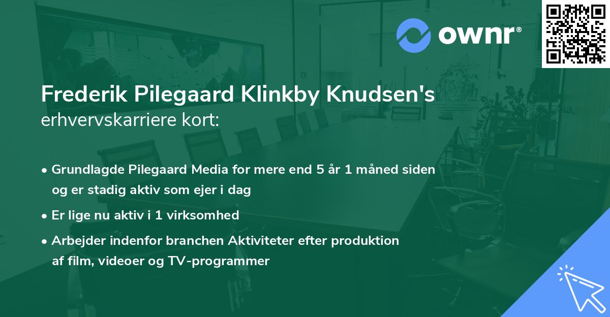 Frederik Pilegaard Klinkby Knudsen's erhvervskarriere kort