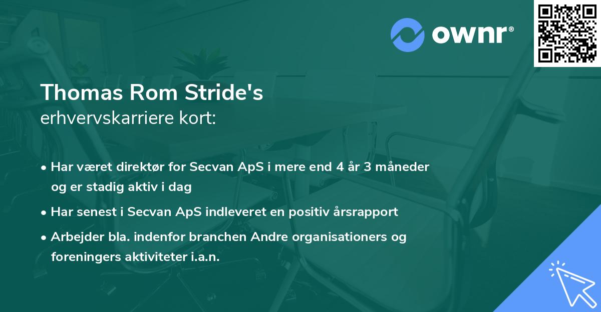 Thomas Rom Stride's erhvervskarriere kort