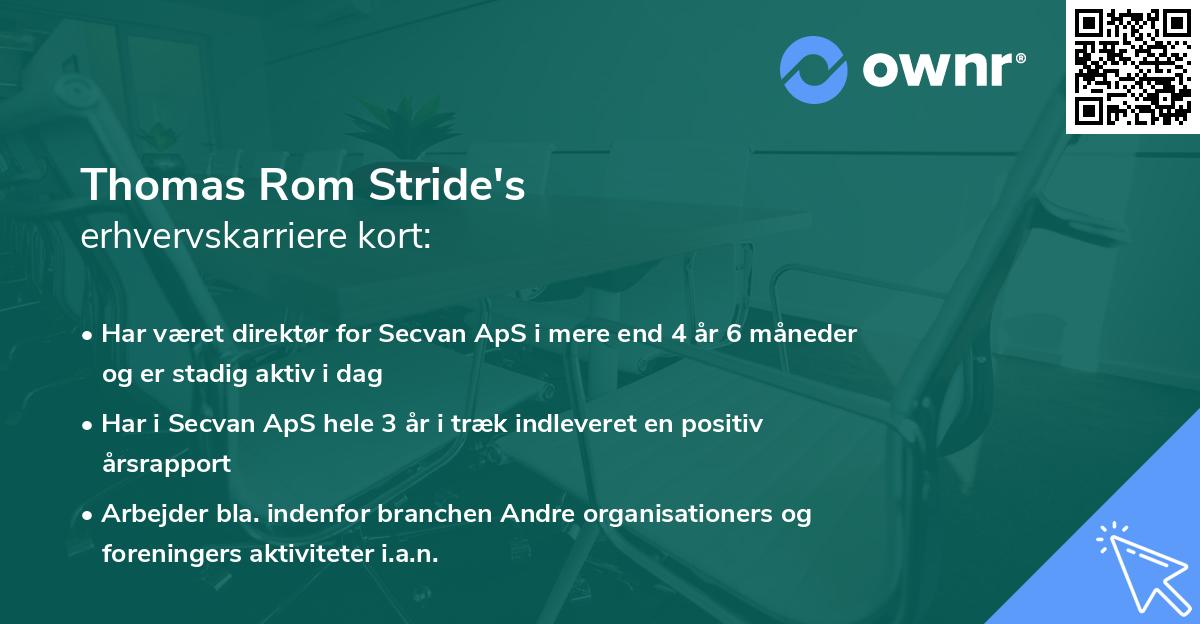 Thomas Rom Stride's erhvervskarriere kort