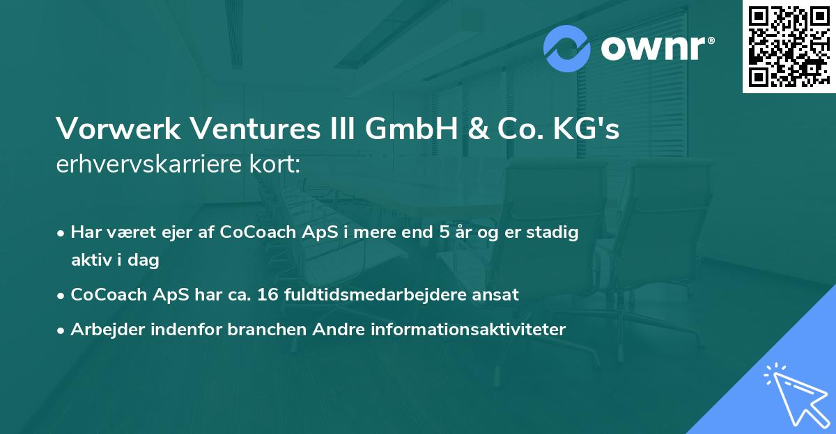 Vorwerk Ventures III GmbH & Co. KG's erhvervskarriere kort