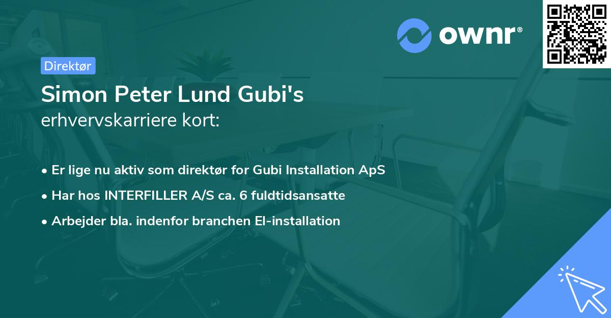Simon Peter Lund Gubi's erhvervskarriere kort