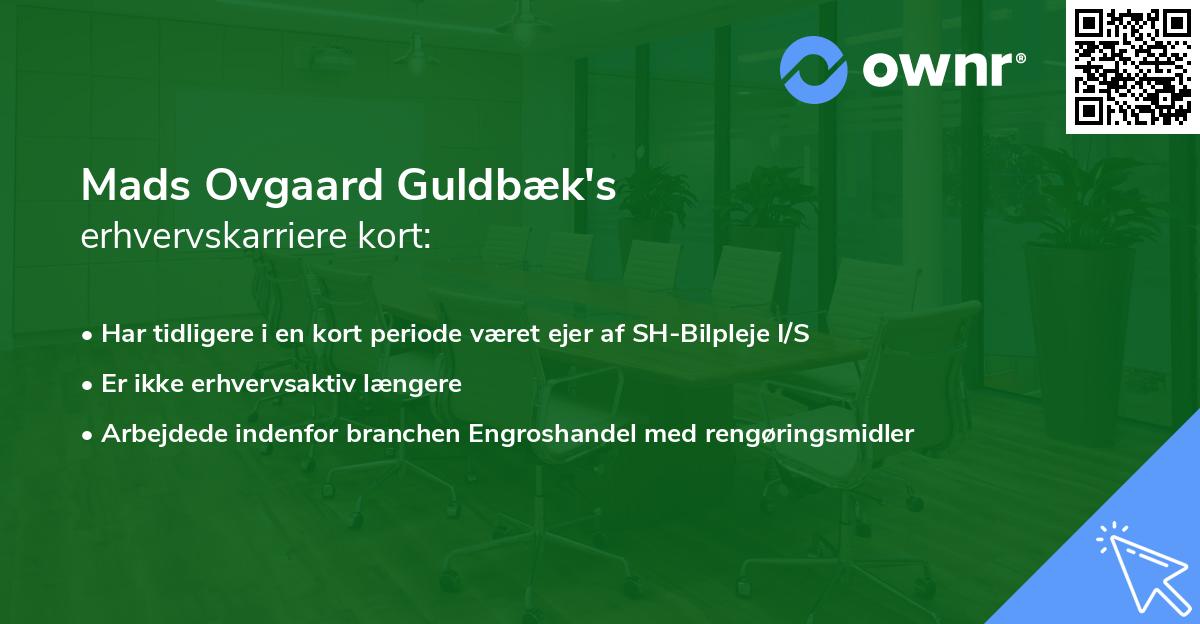 Mads Ovgaard Guldbæk's erhvervskarriere kort