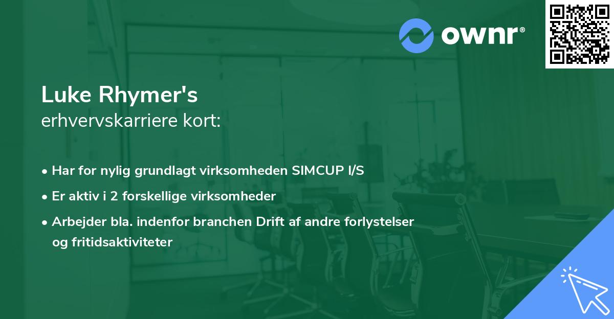 Luke Rhymer's erhvervskarriere kort