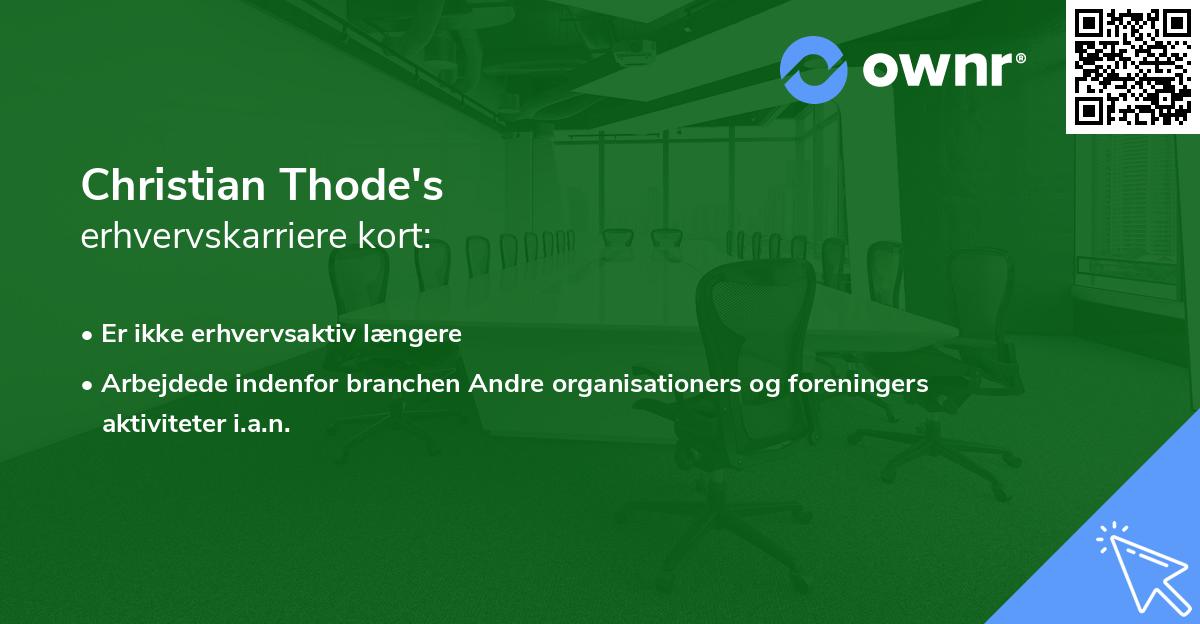 Christian Thode's erhvervskarriere kort