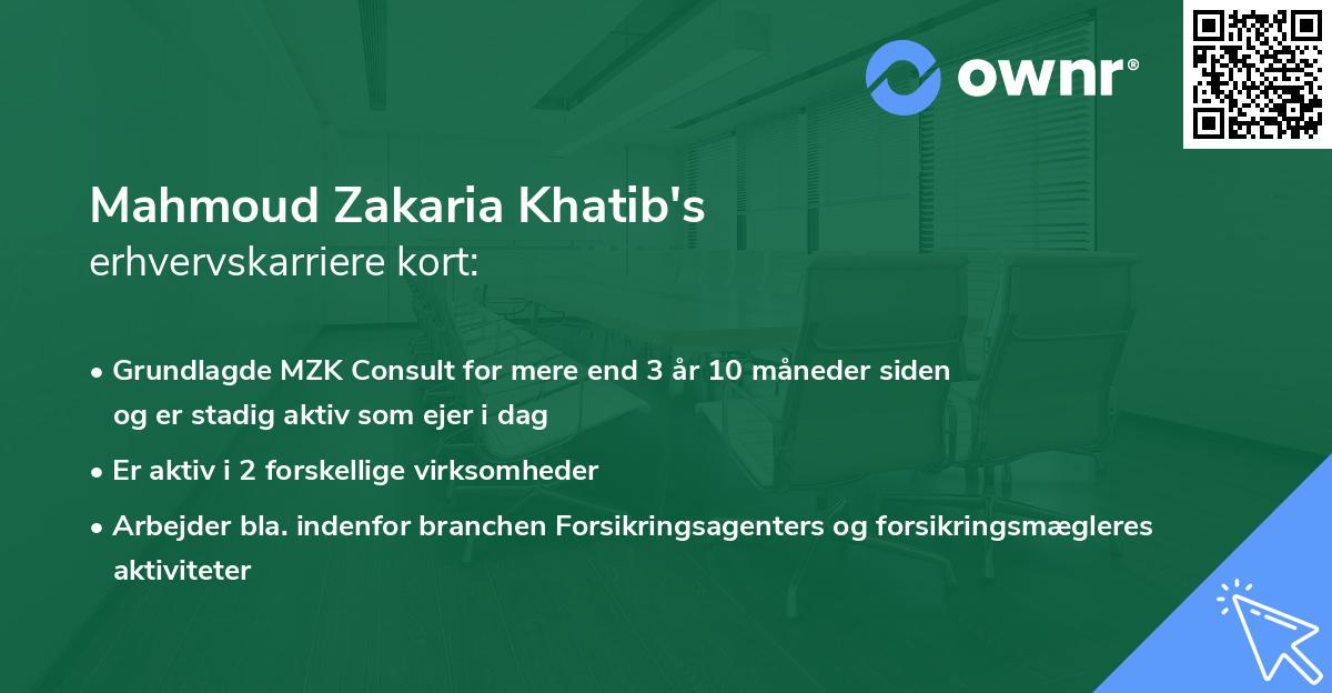 Mahmoud Zakaria Khatib's erhvervskarriere kort