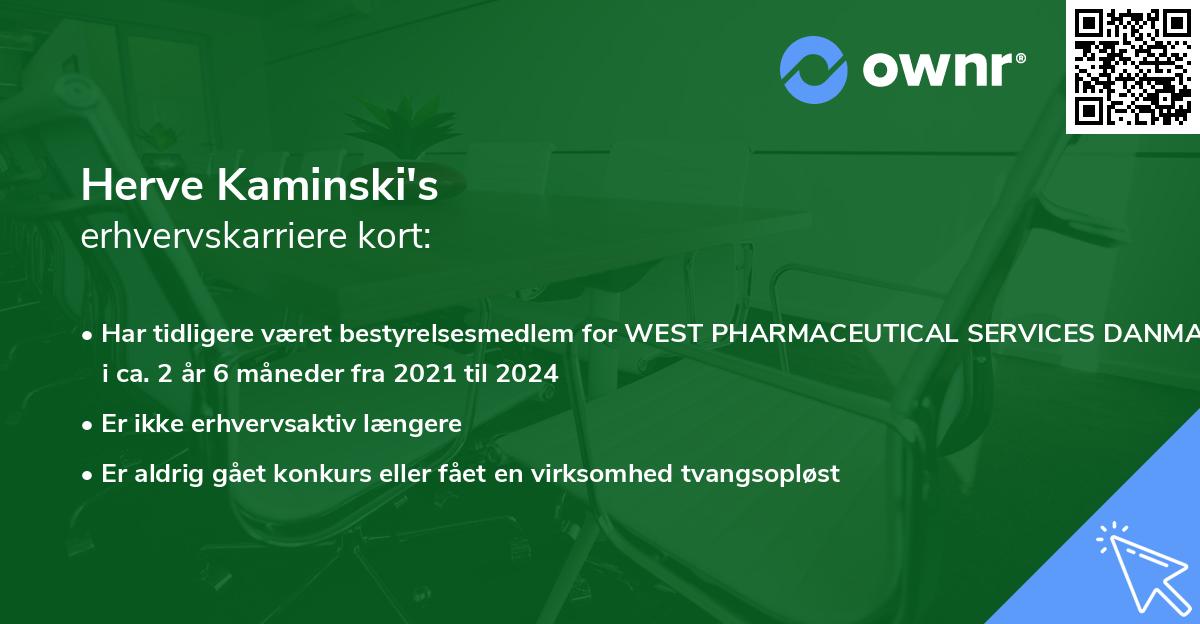 Herve Kaminski's erhvervskarriere kort