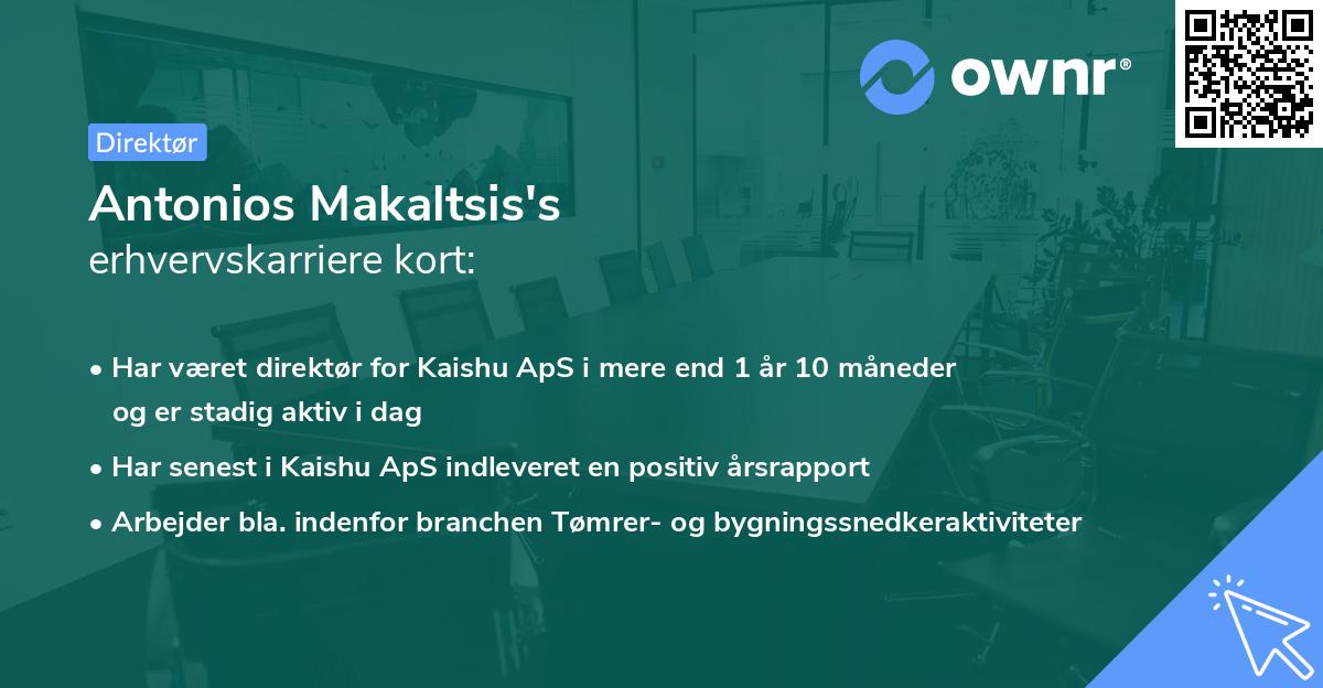 Antonios Makaltsis's erhvervskarriere kort