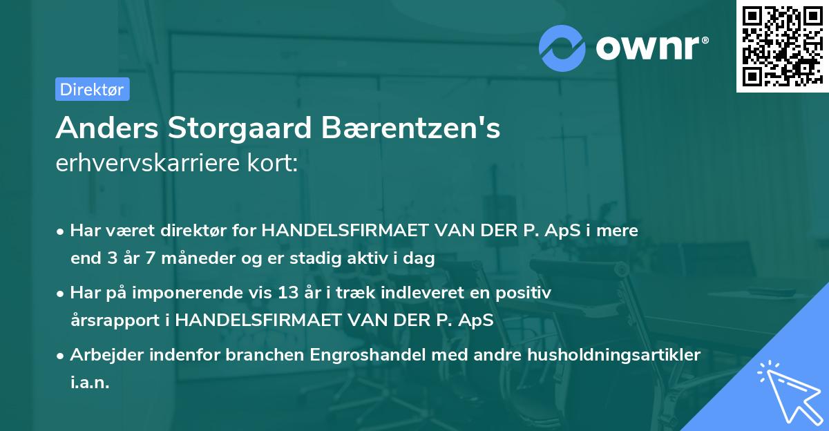 Anders Storgaard Bærentzen's erhvervskarriere kort