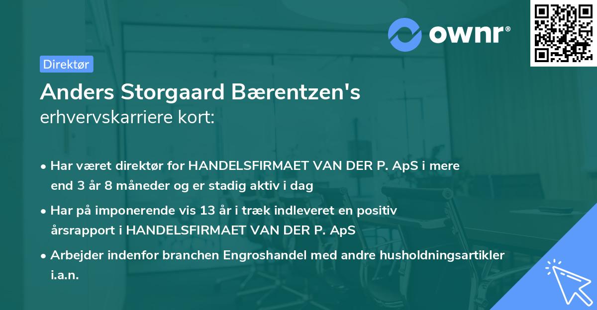 Anders Storgaard Bærentzen's erhvervskarriere kort