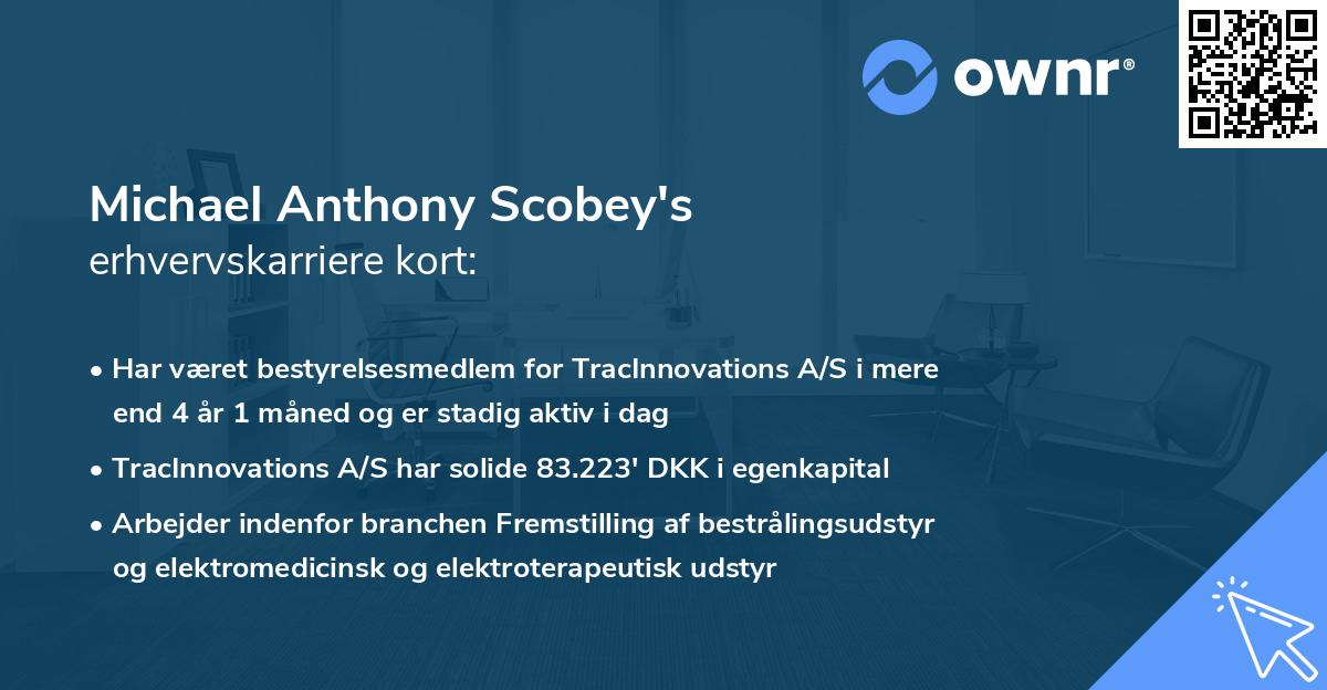 Michael Anthony Scobey's erhvervskarriere kort