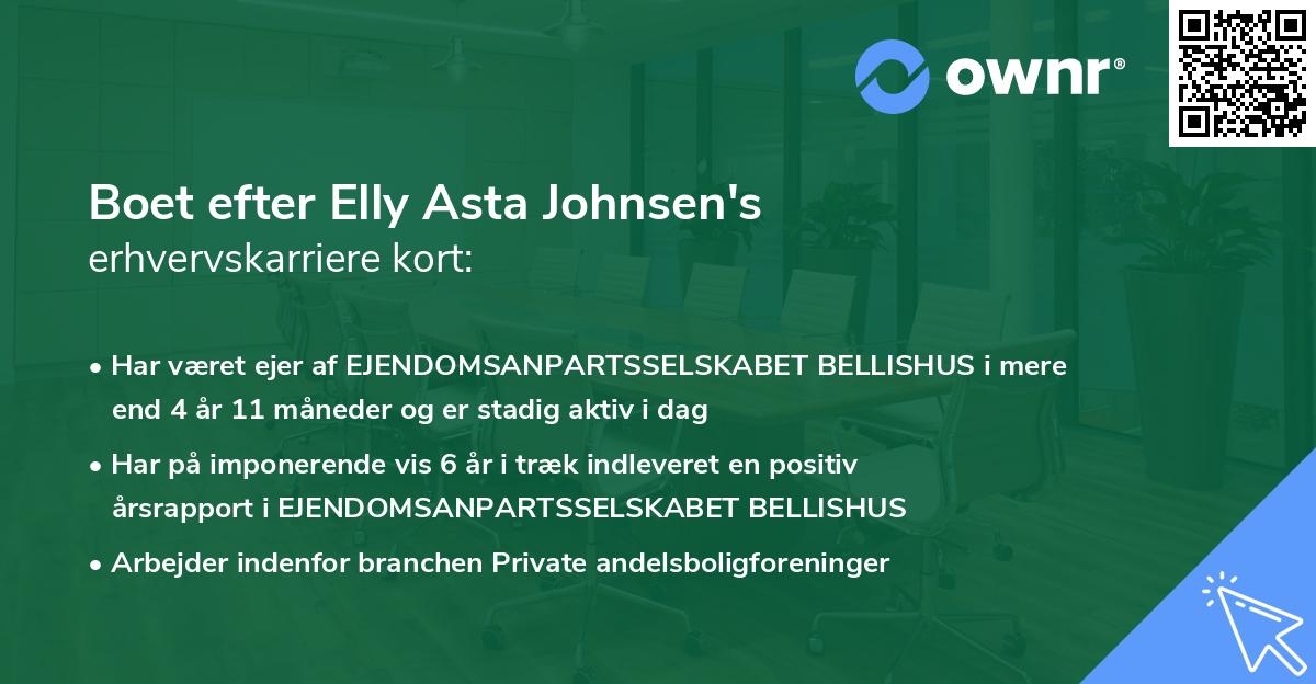 Boet efter Elly Asta Johnsen's erhvervskarriere kort