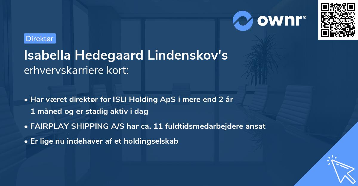 Isabella Hedegaard Lindenskov's erhvervskarriere kort