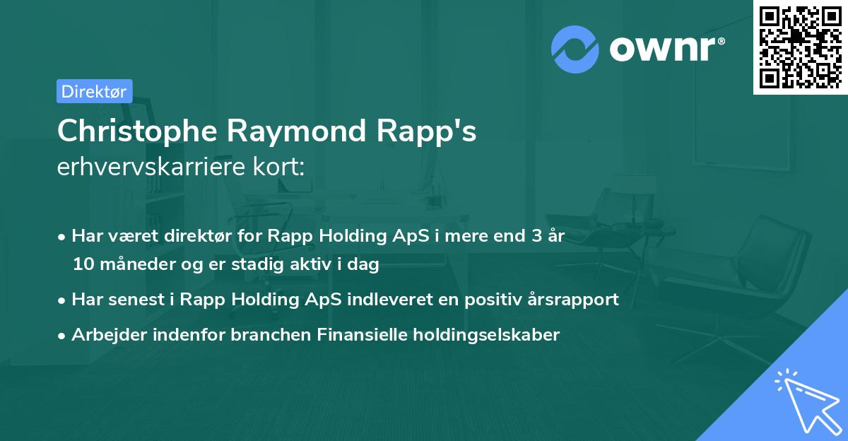 Christophe Raymond Rapp's erhvervskarriere kort