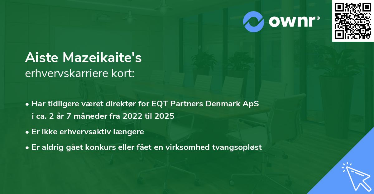 Aiste Mazeikaite's erhvervskarriere kort