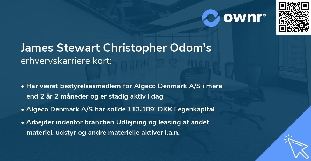 James Stewart Christopher Odom's erhvervskarriere kort