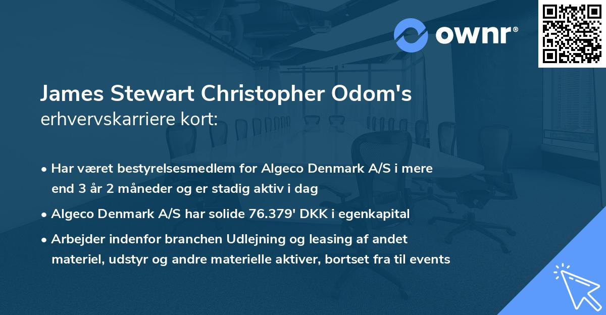 James Stewart Christopher Odom's erhvervskarriere kort